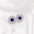 Arvana Celestial Bloom 925 Silver Sapphire Blue Pendant & Earrings Set