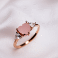 Arvana Rose Quartz Heart-Shaped Ring with Diamond Accents
