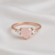 Arvana Rose Quartz Heart-Shaped Ring with Diamond Accents