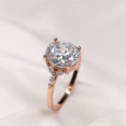 Arvana Eterna Radiance Solitaire Ring in 925 Silver with Rose Gold Finish