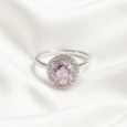 Arvana Celestia Halo Ring in 925 Silver with Lavender Cubic Zirconia