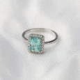 Arvana Aqua Grace Ring in 925 Silver with Princess-Cut Mint Blue Stone