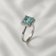Arvana Aqua Grace Ring in 925 Silver with Princess-Cut Mint Blue Stone