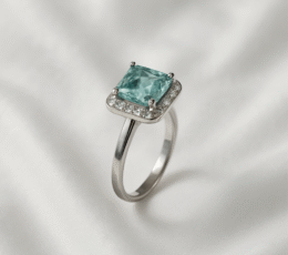 Arvana Aqua Grace Ring in 925 Silver with Princess-Cut Mint Blue Stone