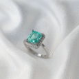 Arvana Aqua Grace Ring in 925 Silver with Princess-Cut Mint Blue Stone