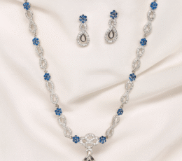 ELEGANT BLUE FLORAL Arvana necklace and earring set